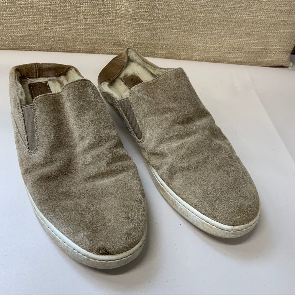 Vince Garvey Slip On Mule Sneaker Womens 8 Flint Brown Shearling Suede